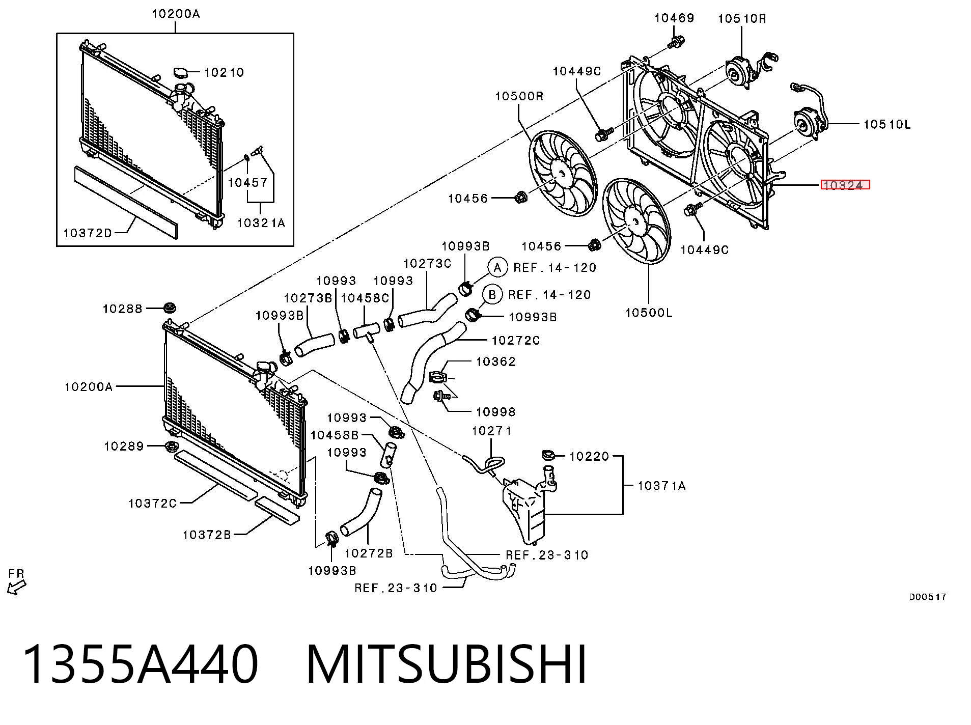 1355A440 Mitsubishi Dyfuzor chłodnicy