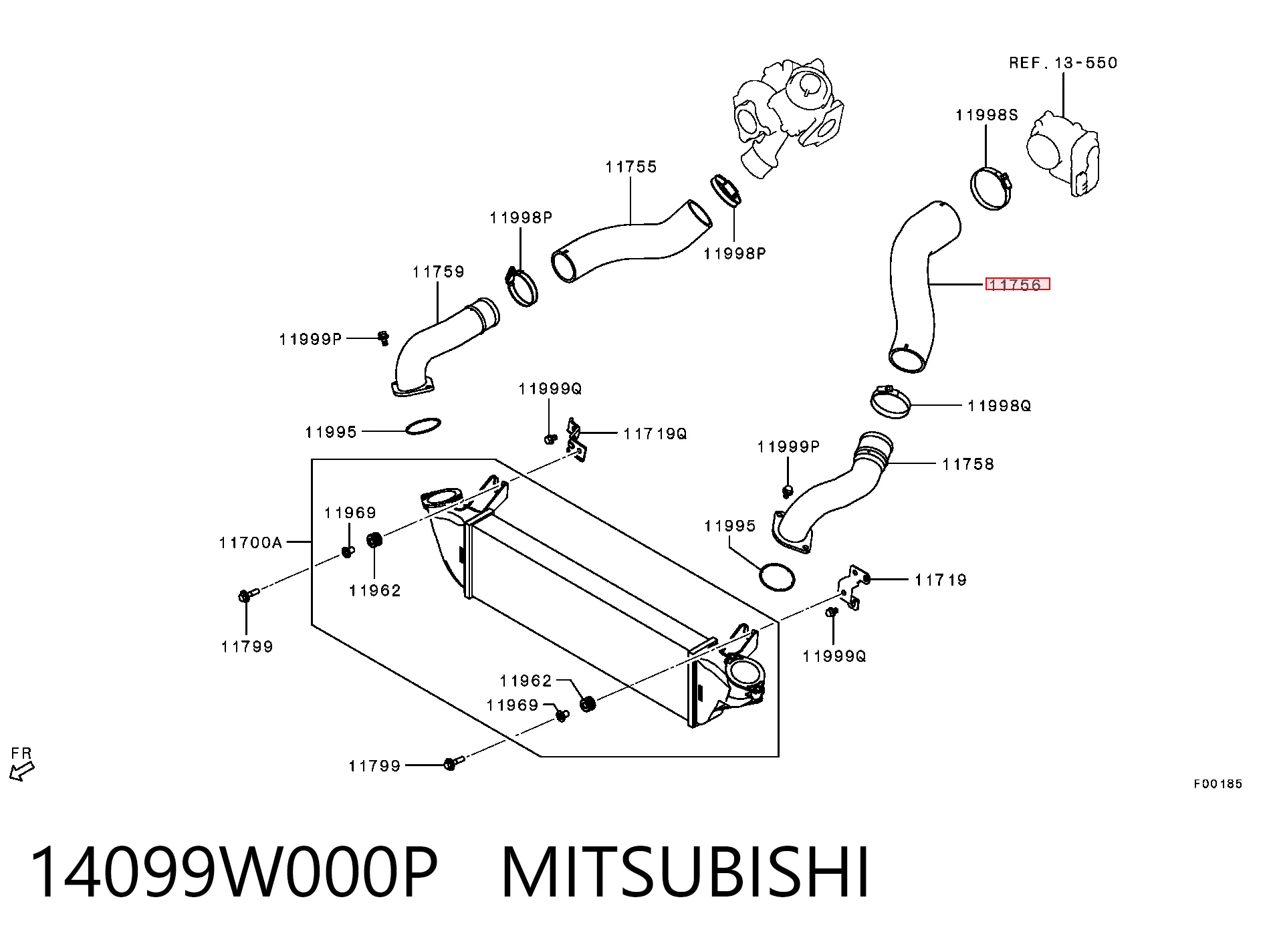14099W000P Mitsubishi Przewód (króciec) intercoolera