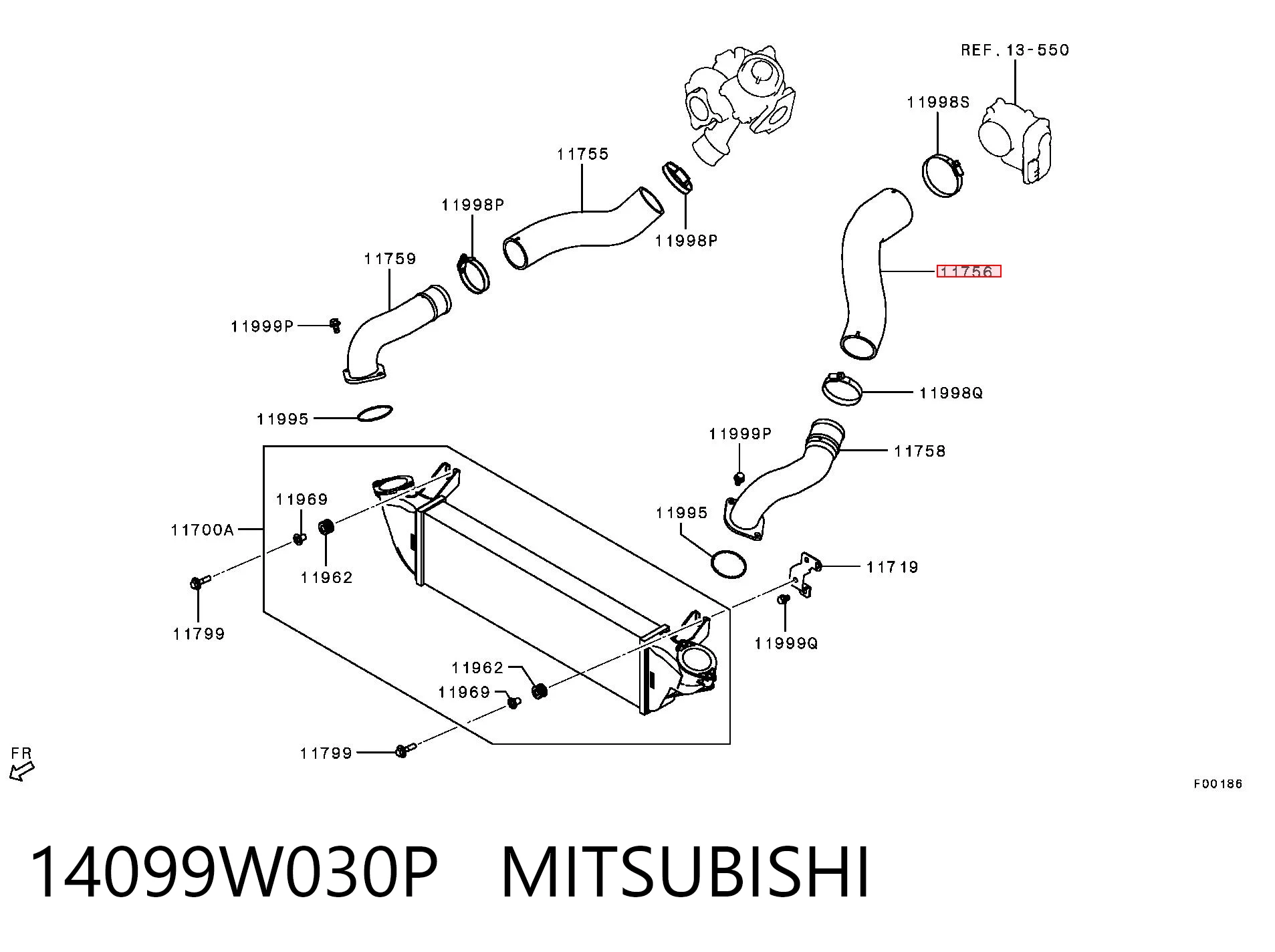 14099W030P Mitsubishi Przewód (króciec) intercoolera