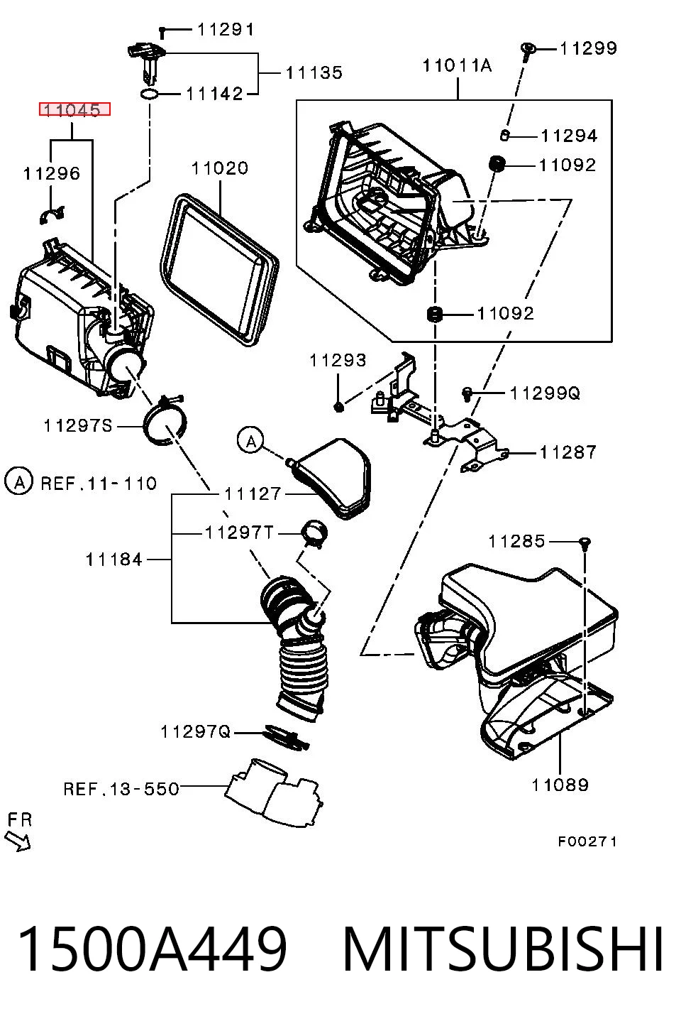 1500A449 Mitsubishi Obudowa filtra powietrza górna część