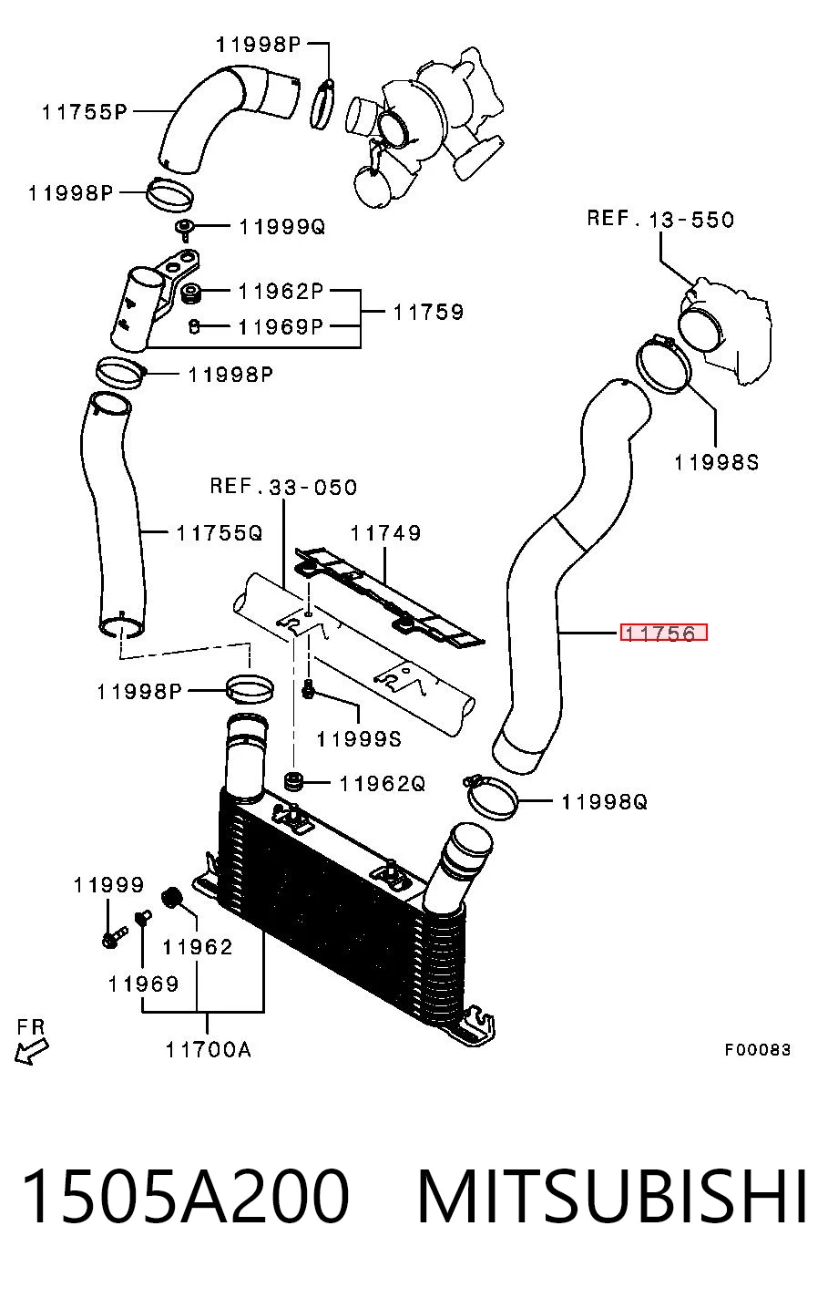 1505A200 Mitsubishi Przewód (króciec) intercoolera