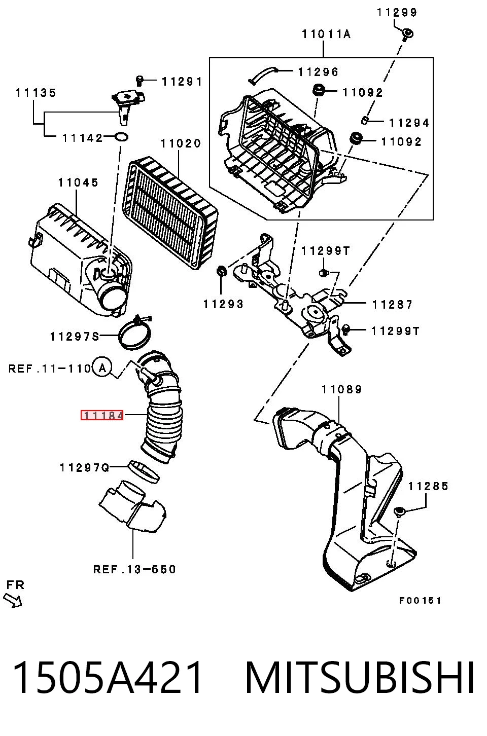 1505A421 Mitsubishi Króciec powietrza, wlot filtra powietrznego
