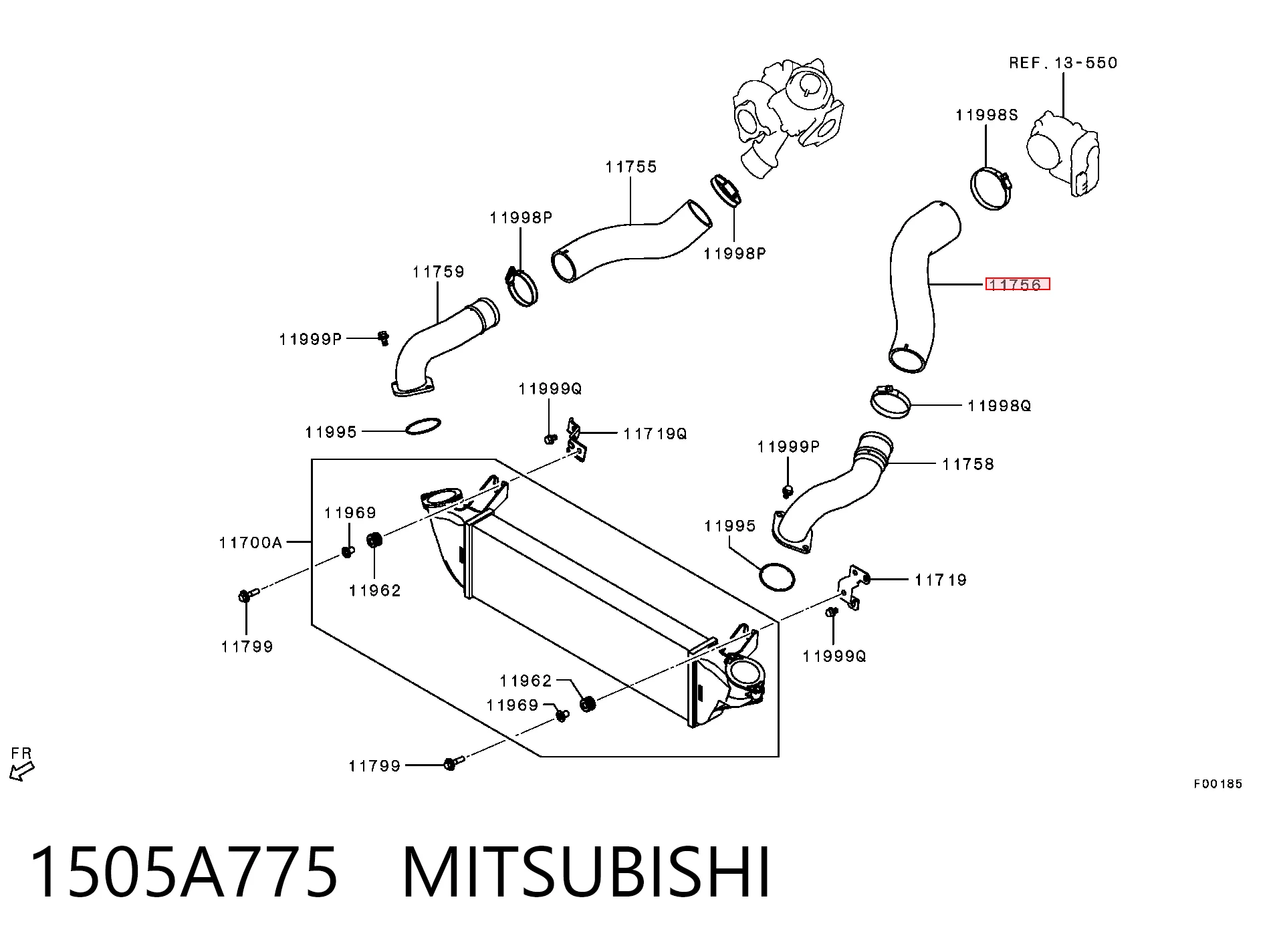 1505A775 Mitsubishi Przewód (króciec) intercoolera