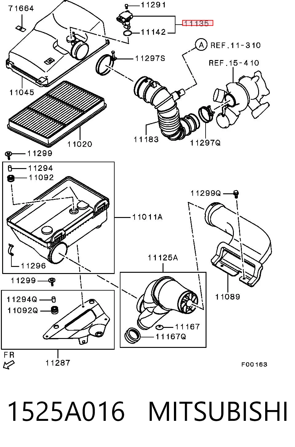 1525A016 Mitsubishi Czujnik przepływu powietrza, przepływomierz powietrza M.A.F.