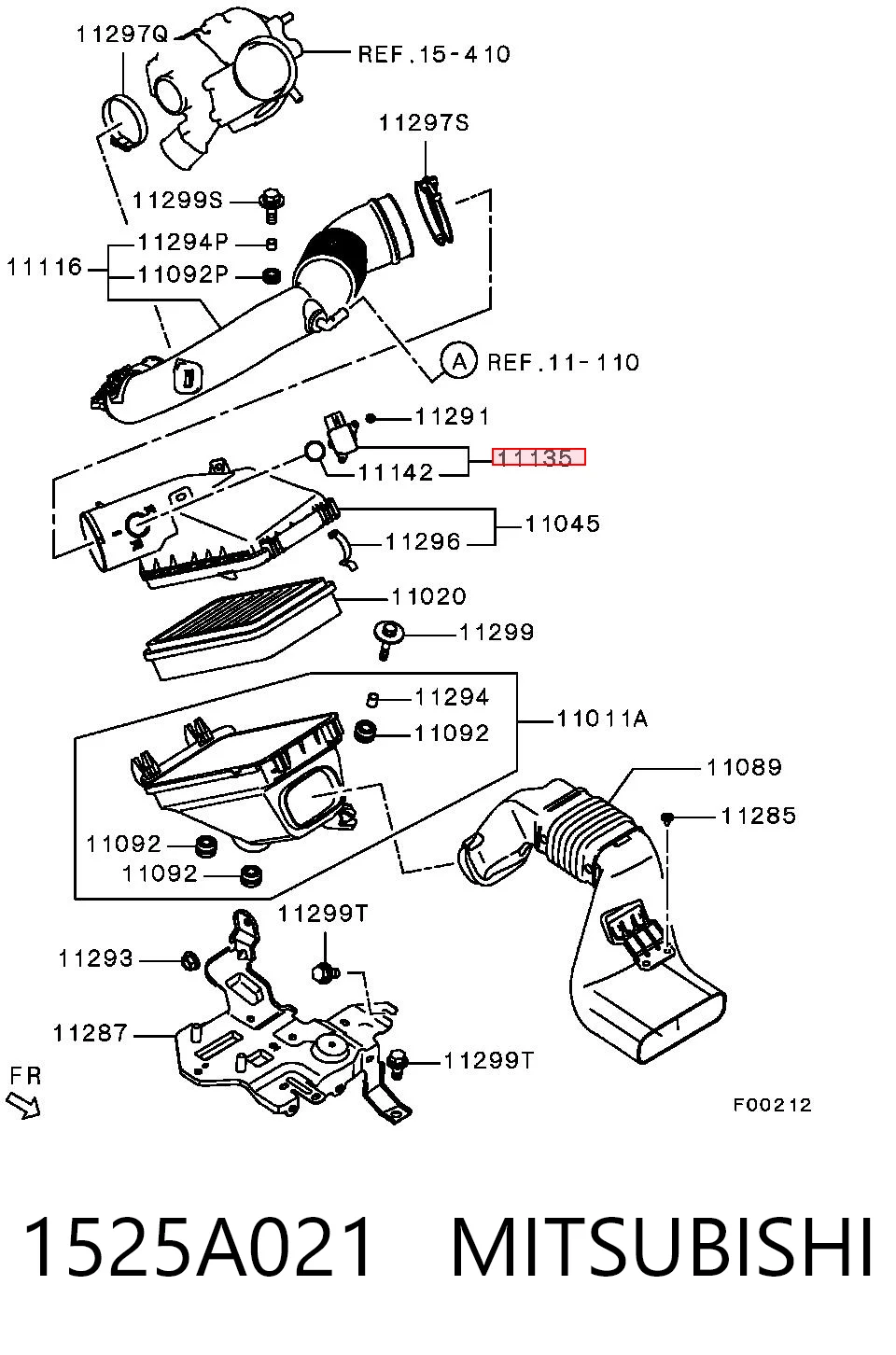 1525A021 Mitsubishi Czujnik przepływu powietrza, przepływomierz powietrza M.A.F.