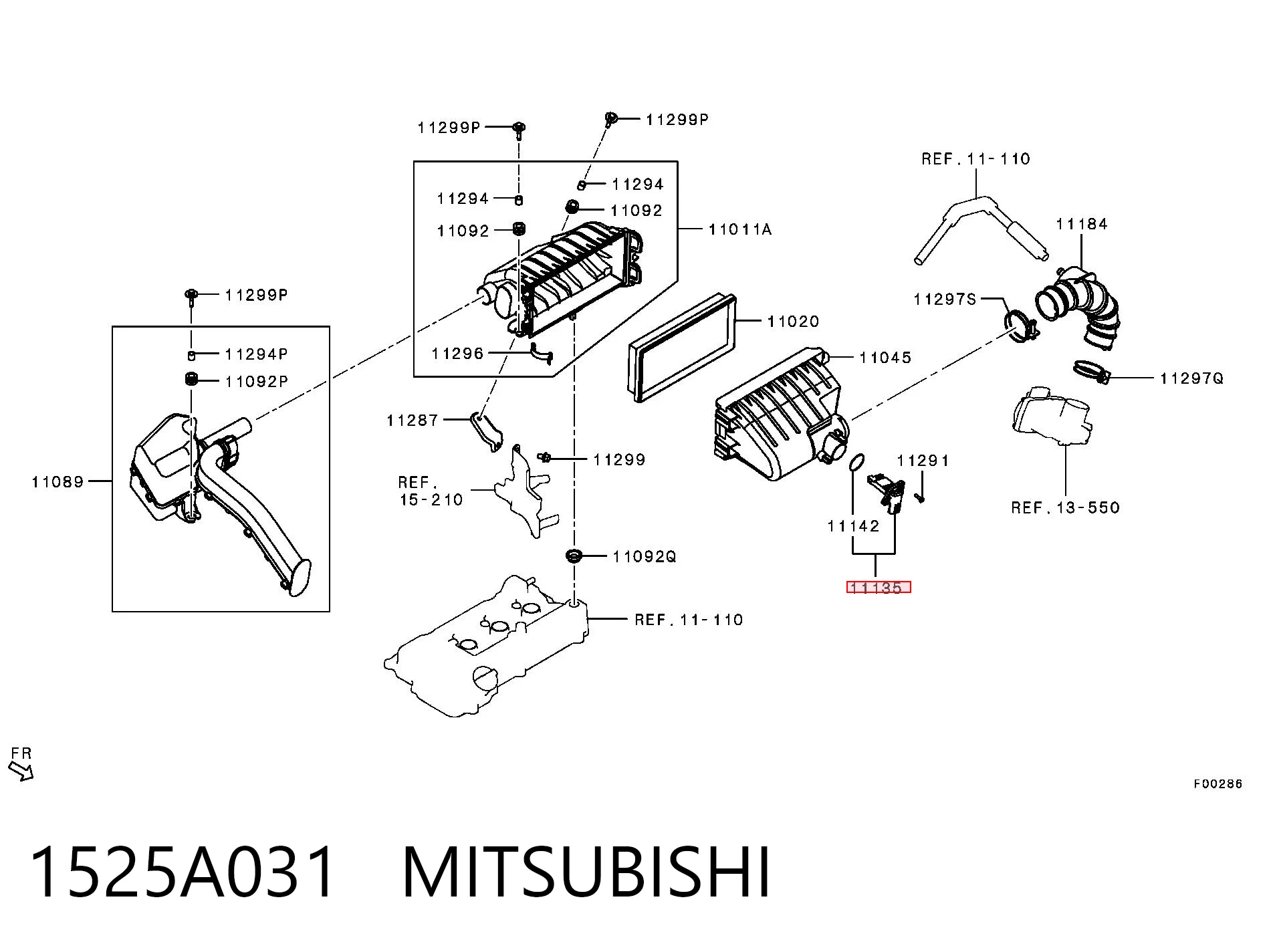 1525A031 Mitsubishi Czujnik przepływu powietrza, przepływomierz powietrza M.A.F.