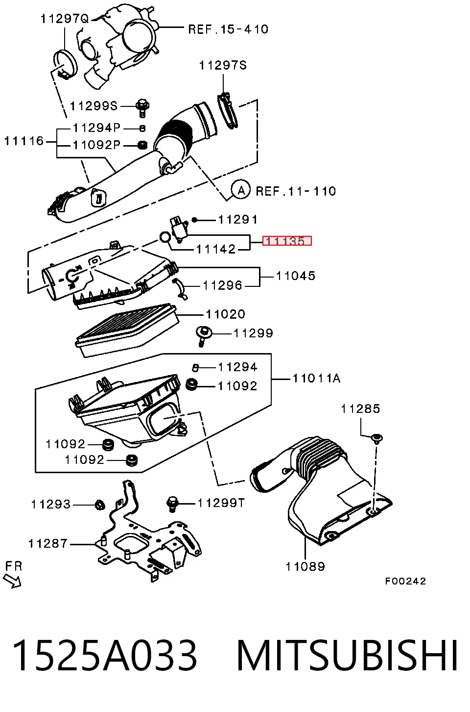 1525A033 Mitsubishi Czujnik przepływu powietrza, przepływomierz powietrza M.A.F.