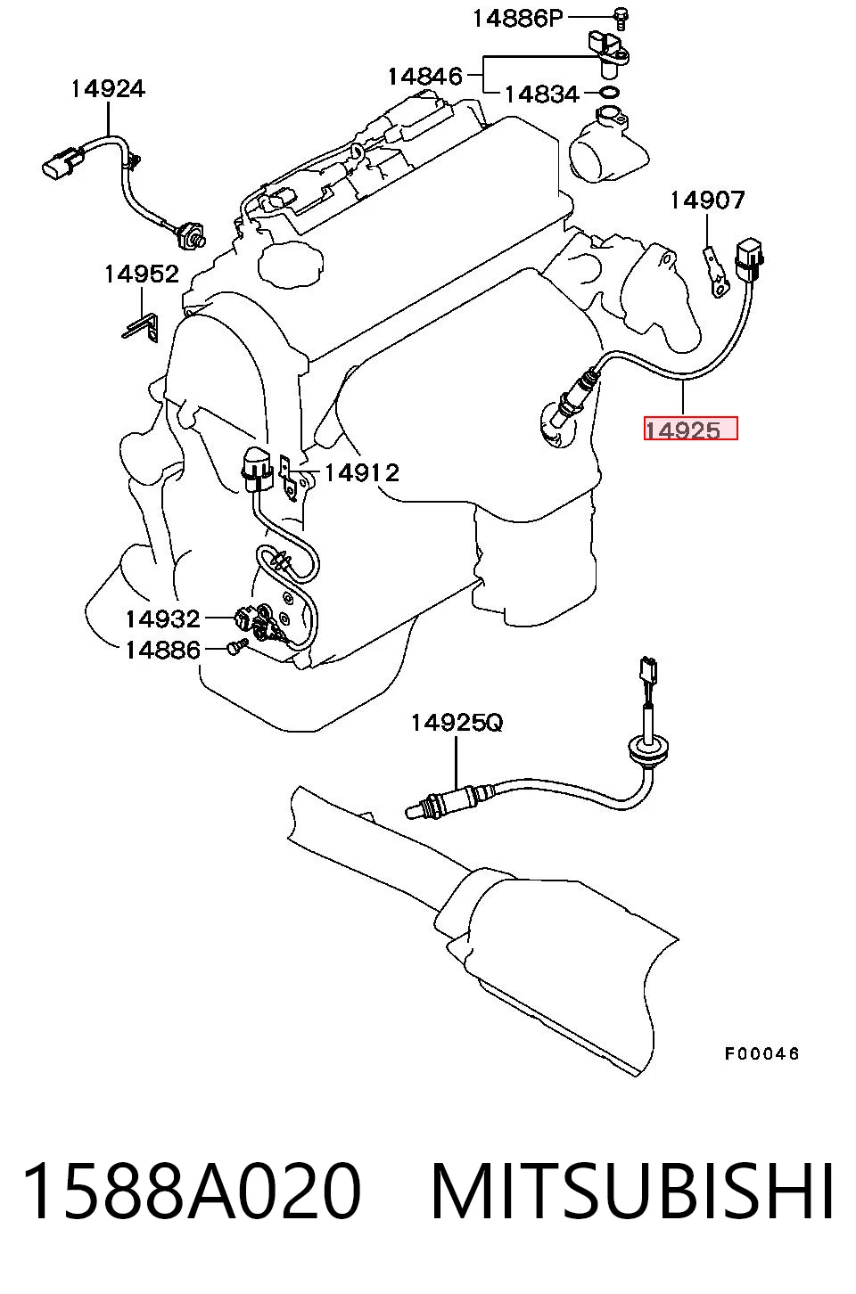 1588A020 Mitsubishi Sonda lambda czujnik tlenu przed katalizatorem