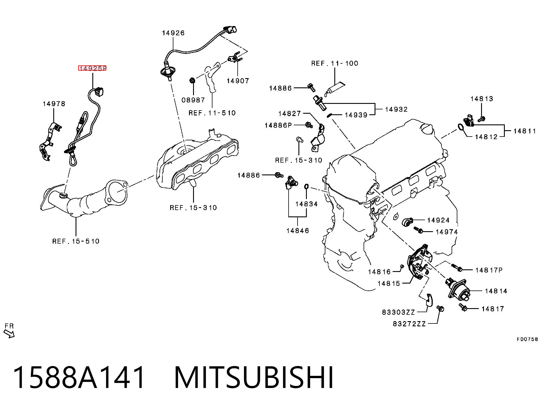 1588A141 Mitsubishi Sonda lambda czujnik tlenu przed katalizatorem