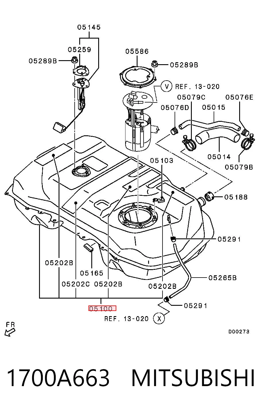 1700A663 Mitsubishi Zbiornik paliwa