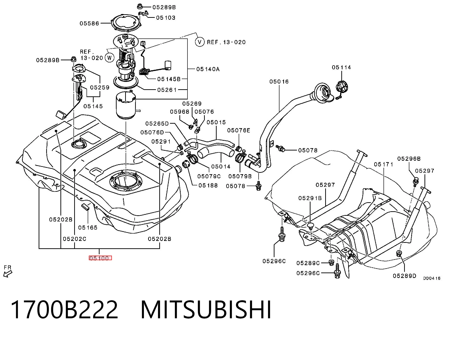 1700B222 Mitsubishi Zbiornik paliwa