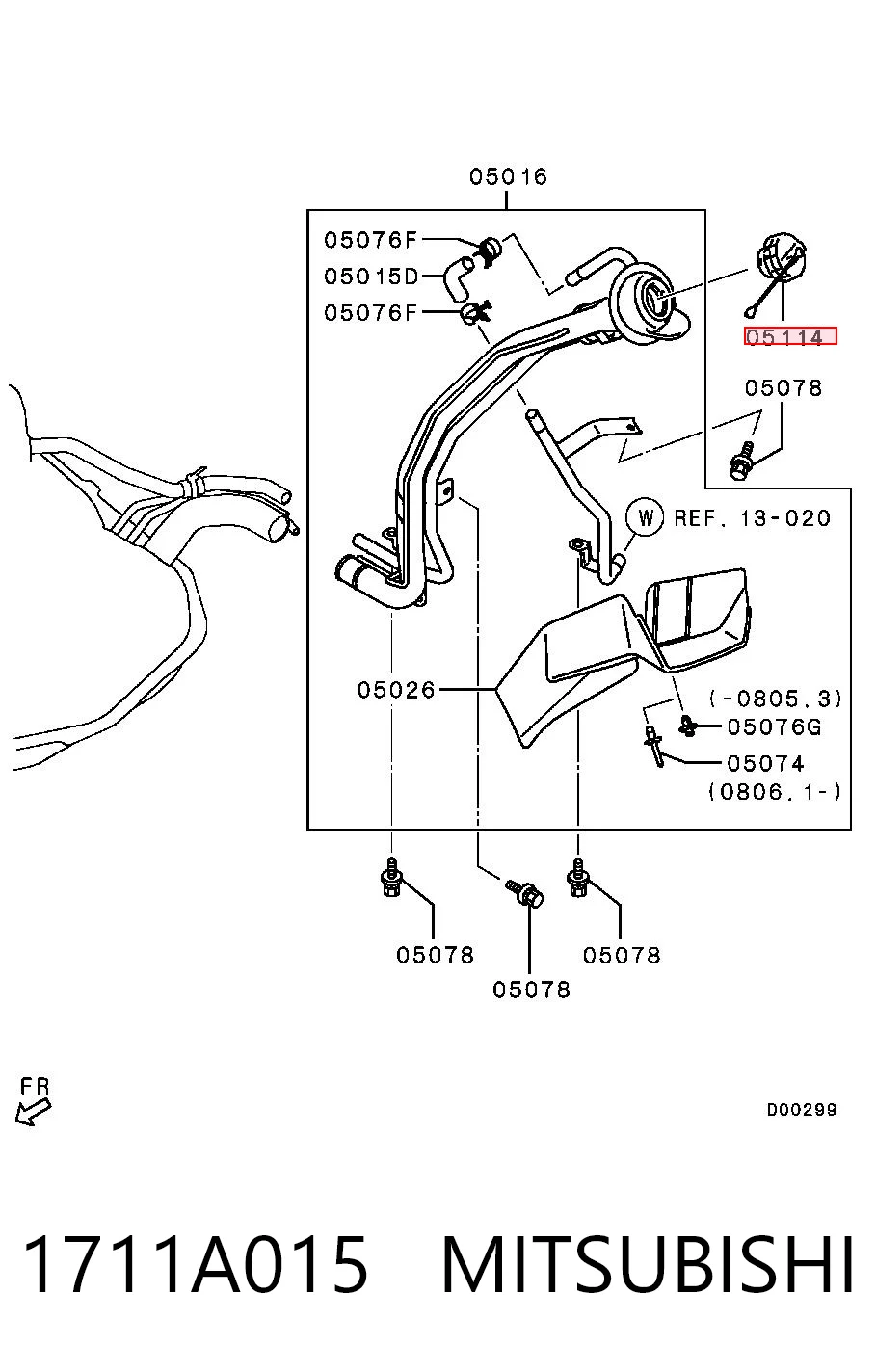 1711A015 Mitsubishi Korek wlewu paliwa