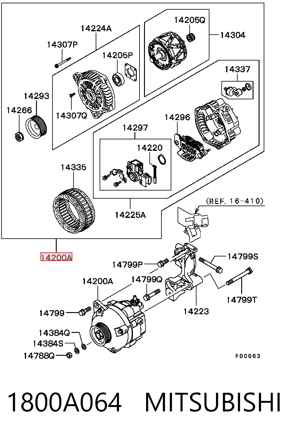 1800A064 Mitsubishi Alternator