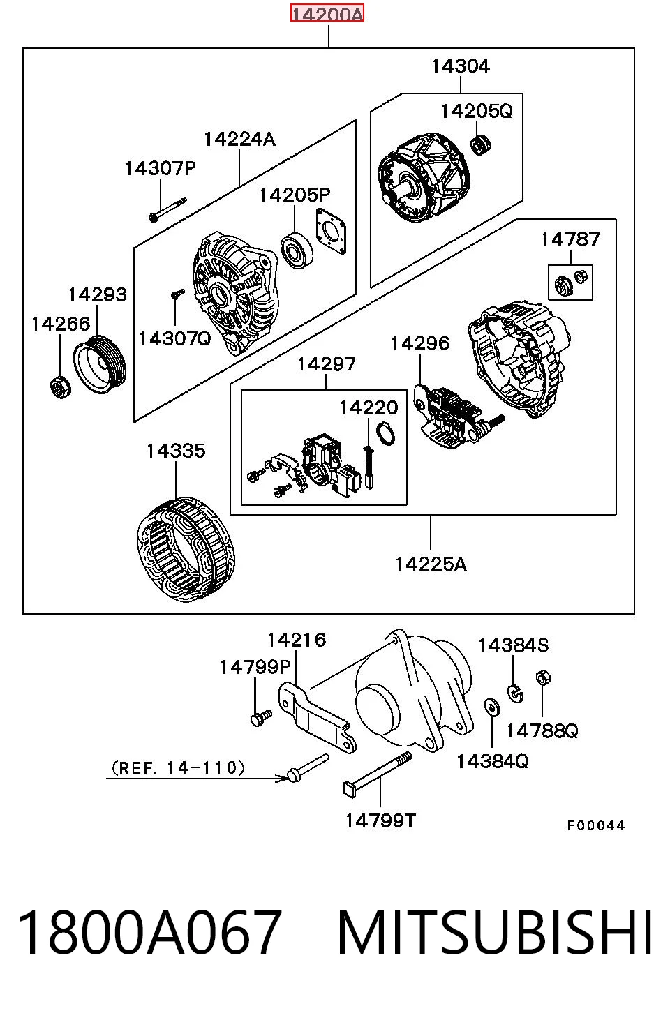 1800A067 Mitsubishi Alternator