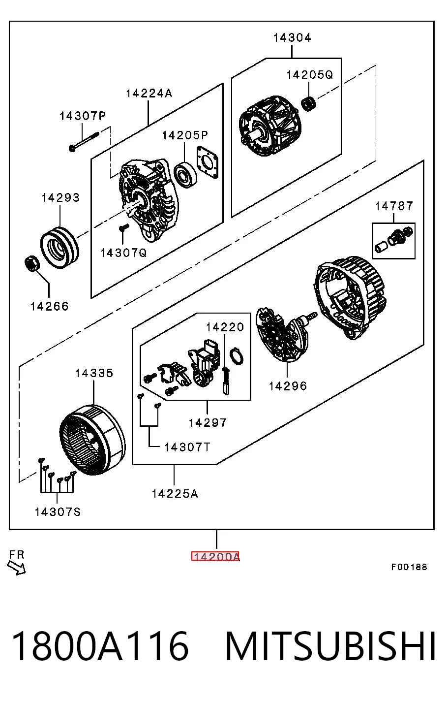 1800A116 Mitsubishi Alternator