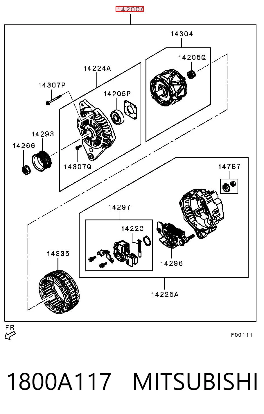 1800A117 Mitsubishi Alternator