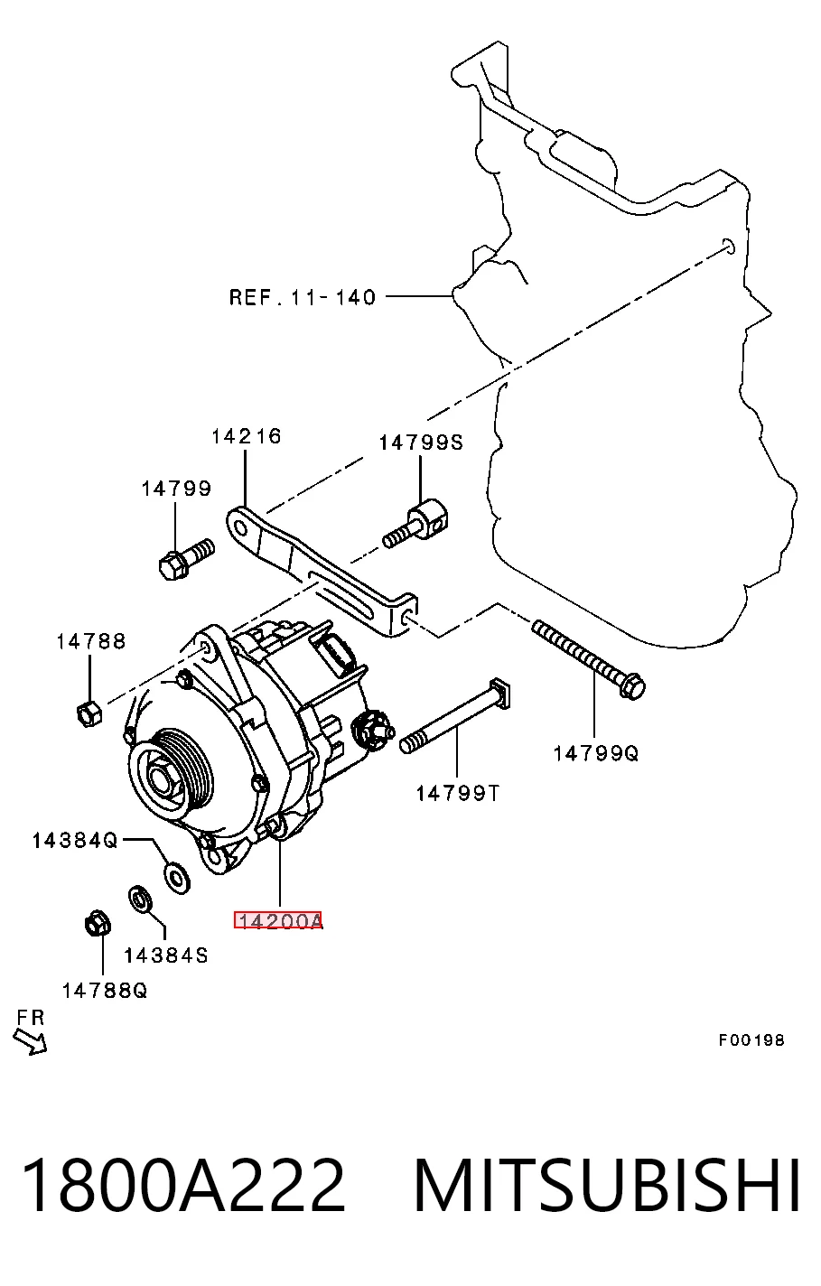 1800A222 Mitsubishi Alternator