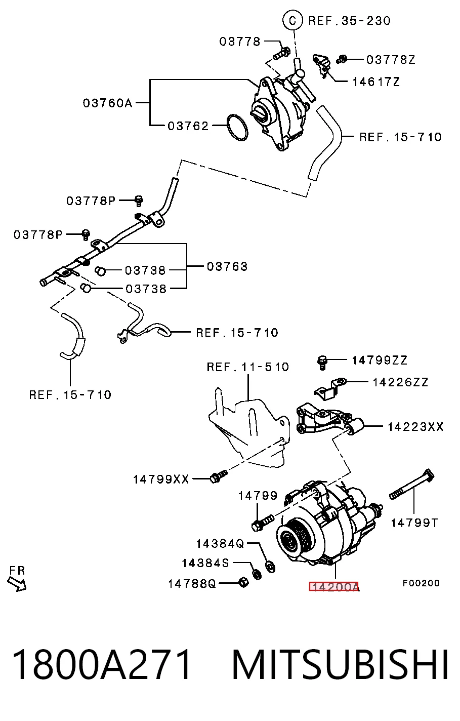 1800A271 Mitsubishi Alternator