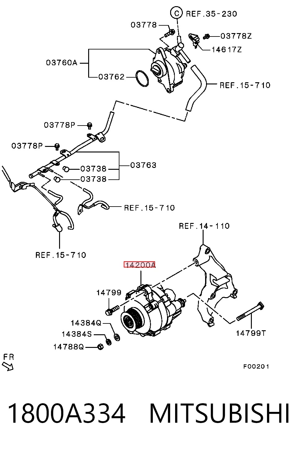 1800A334 Mitsubishi Alternator