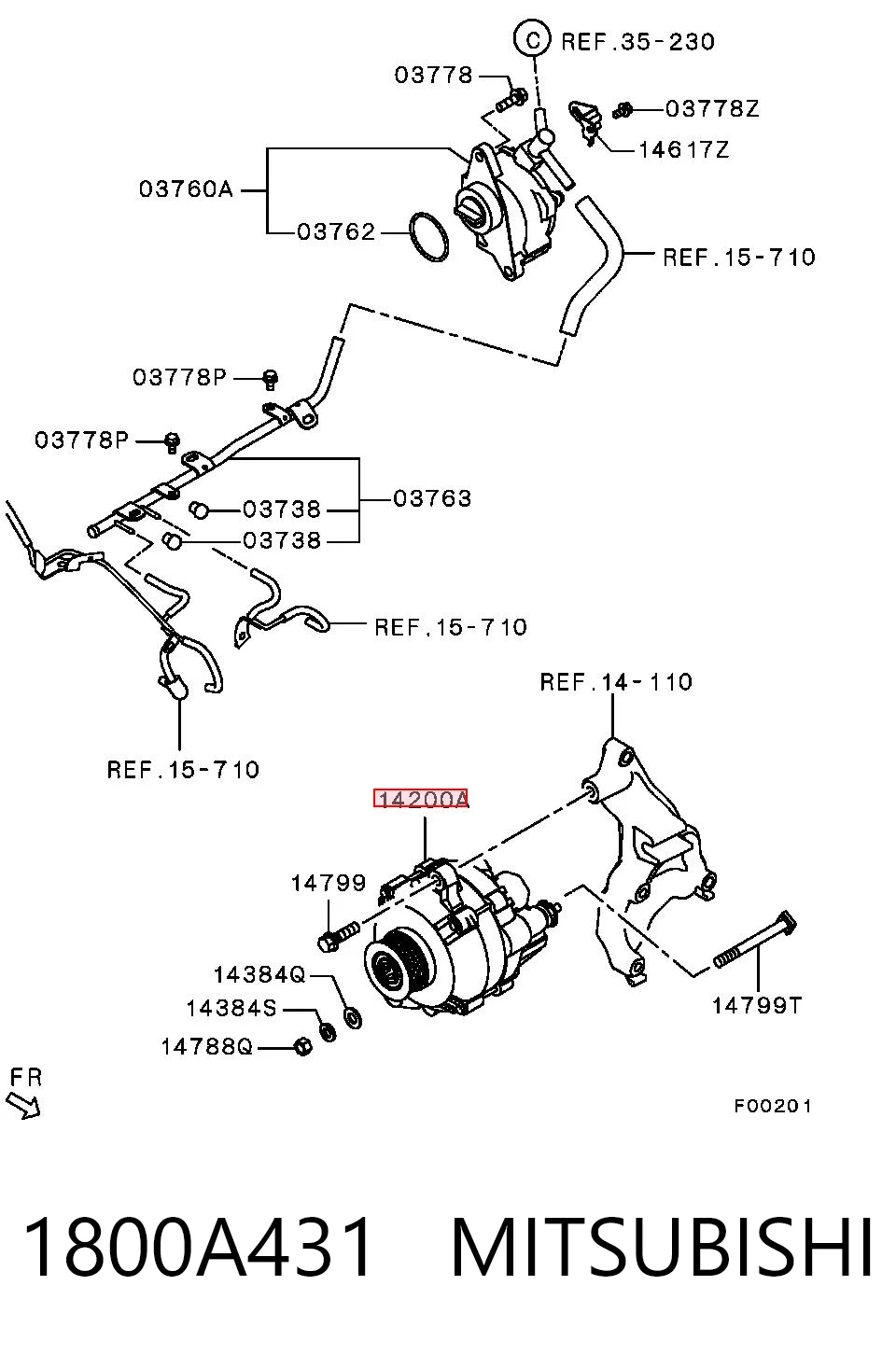 1800A431 Mitsubishi Alternator