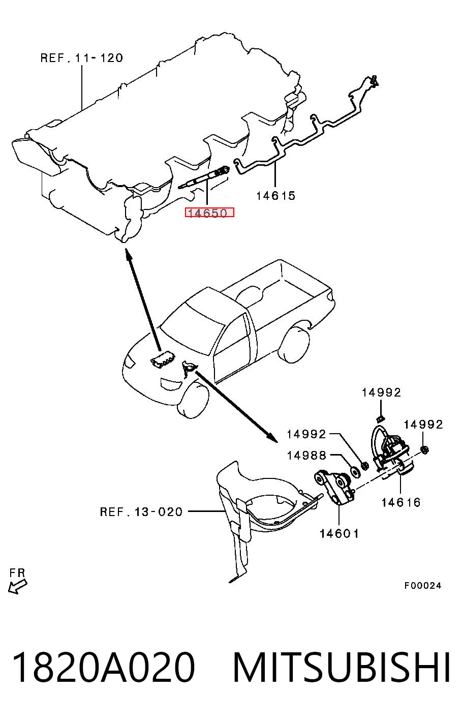 1820A020 Mitsubishi Świeca żarowa