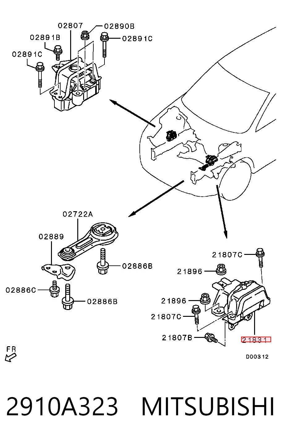 Poduszka (podpora) silnika lewa do Mitsubishi Outlander GF, GG