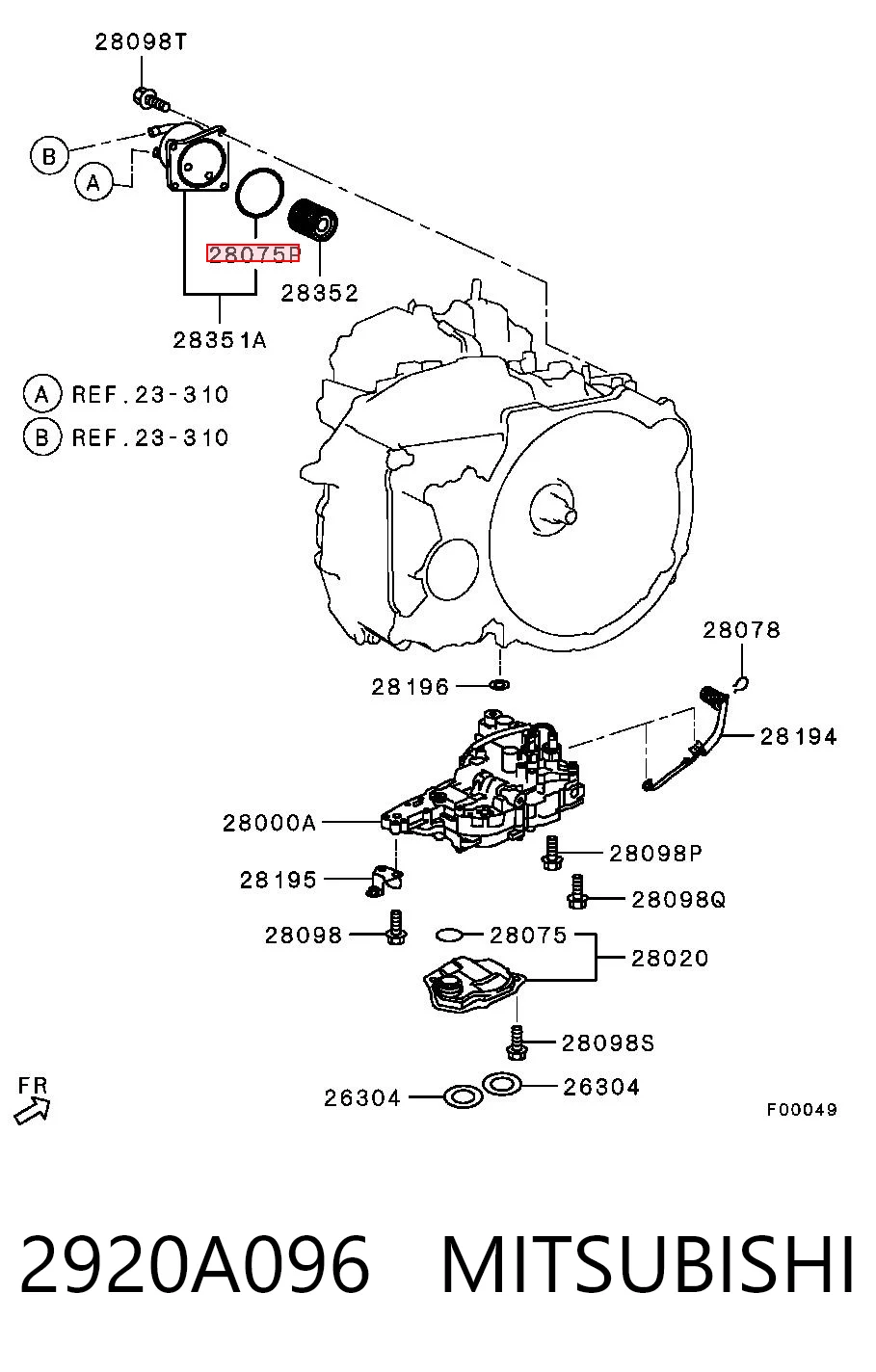 2920A096 Mitsubishi Pierścień uszczelniający filtr automatycznej skrzyni biegów