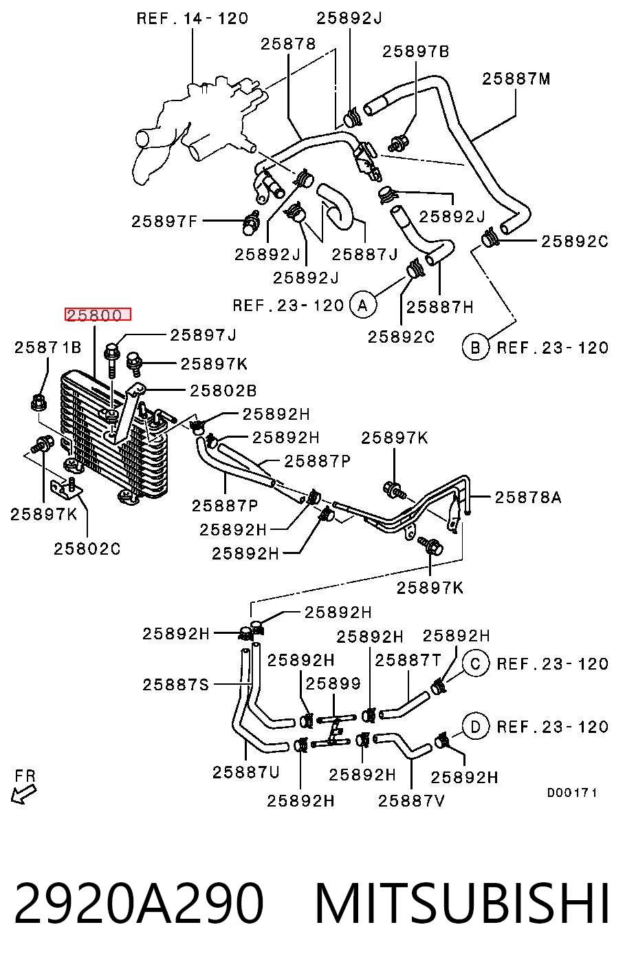 2920A290 Mitsubishi Chłodnica automatycznej/mechanicznej skrzyni biegów
