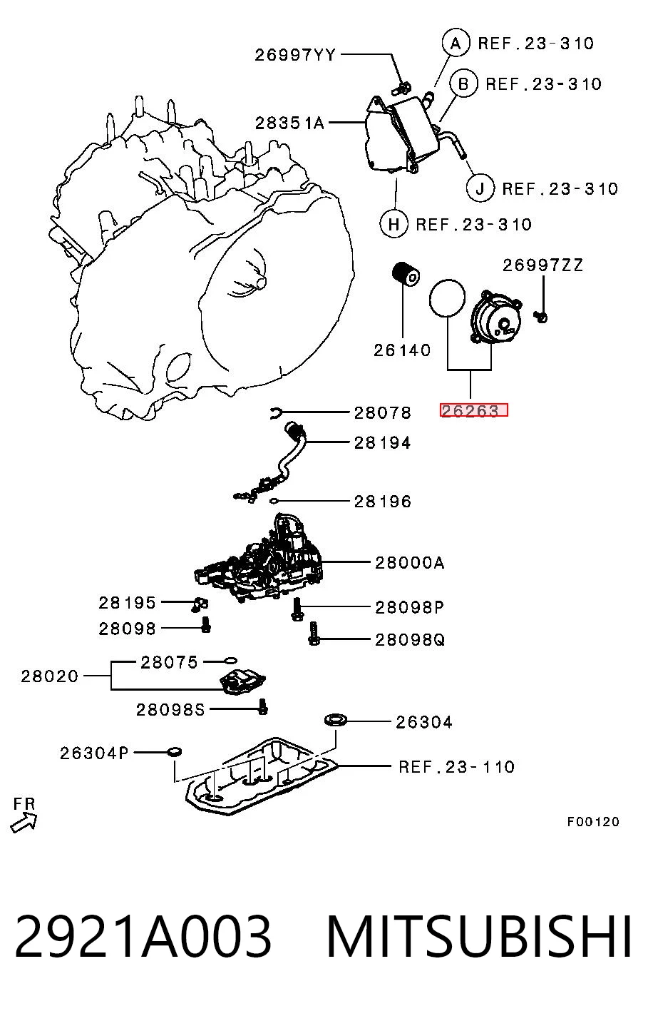 2921A003 Mitsubishi Pokrywa filtra oleju