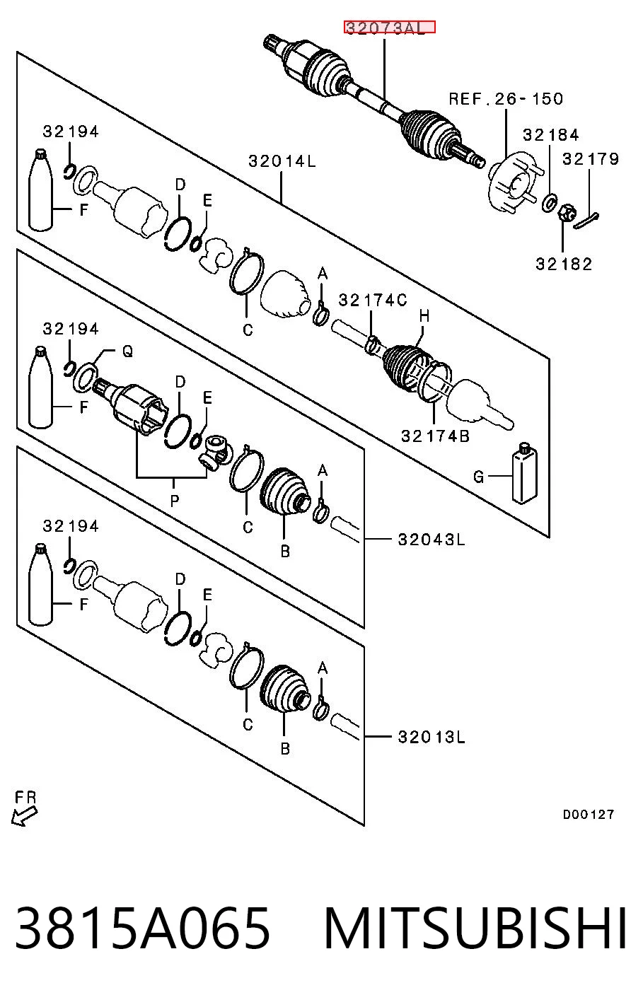3815A065 Mitsubishi Półoś napędowa przednia lewa