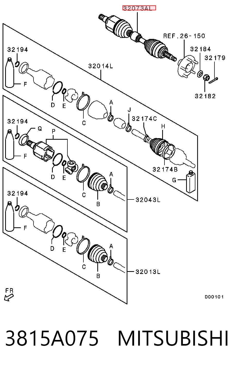 3815A075 Mitsubishi Półoś napędowa przednia lewa