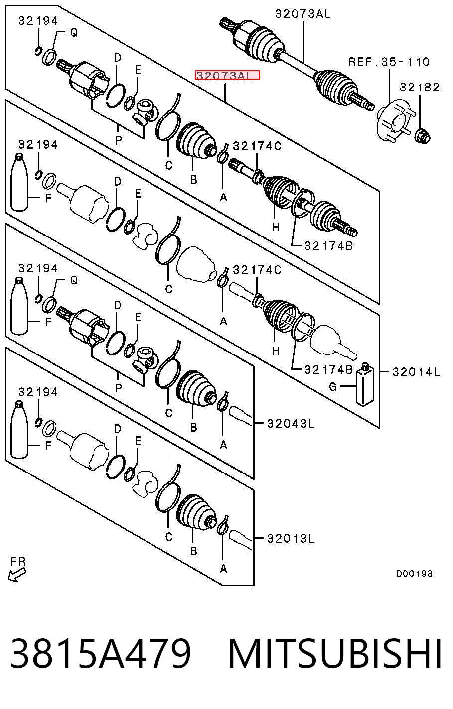 3815A479 Mitsubishi Półoś napędowa przednia lewa