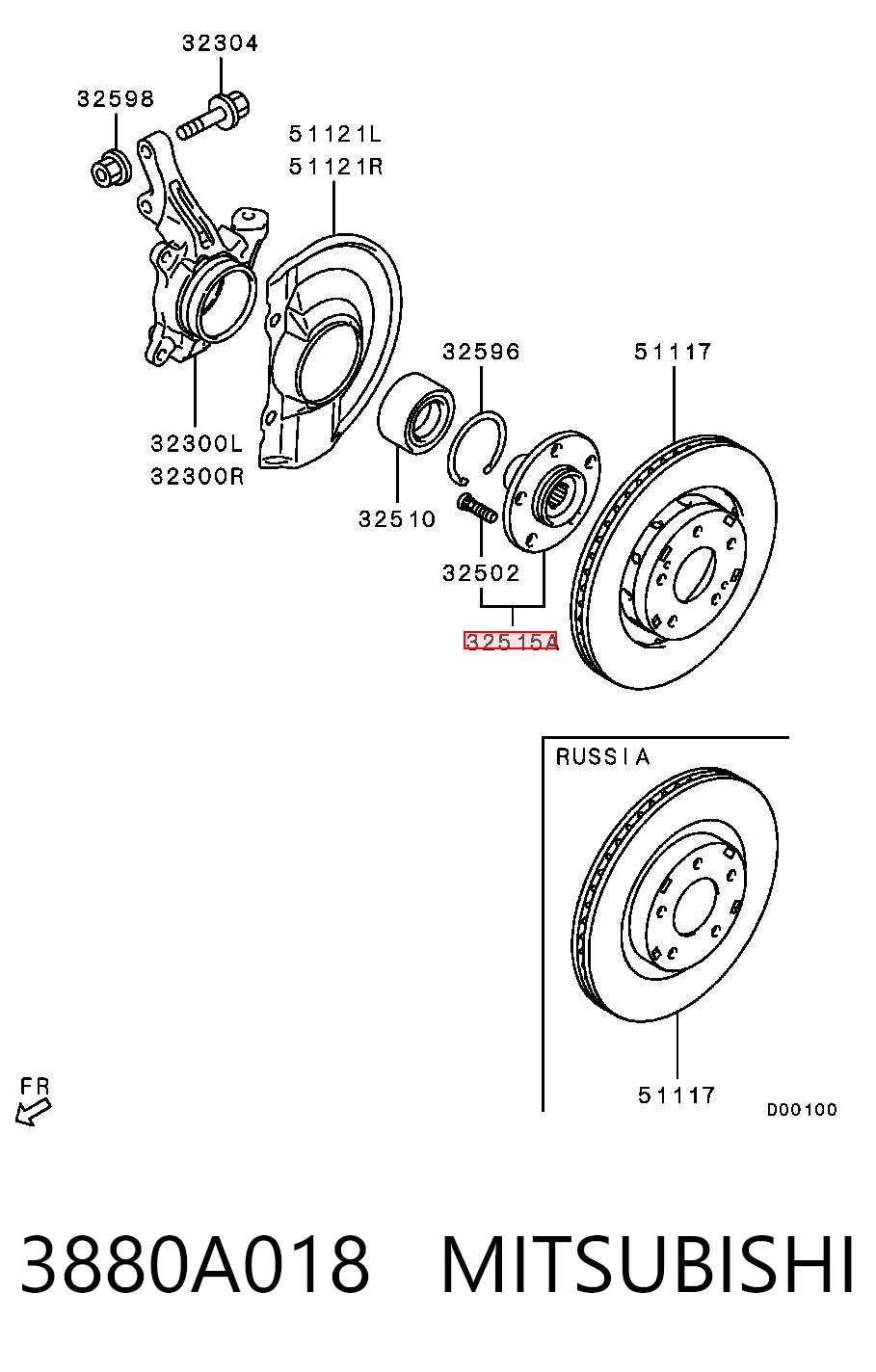 3880A018 Mitsubishi Piasta przednia