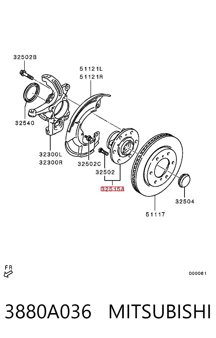 3880A036 Mitsubishi Piasta przednia