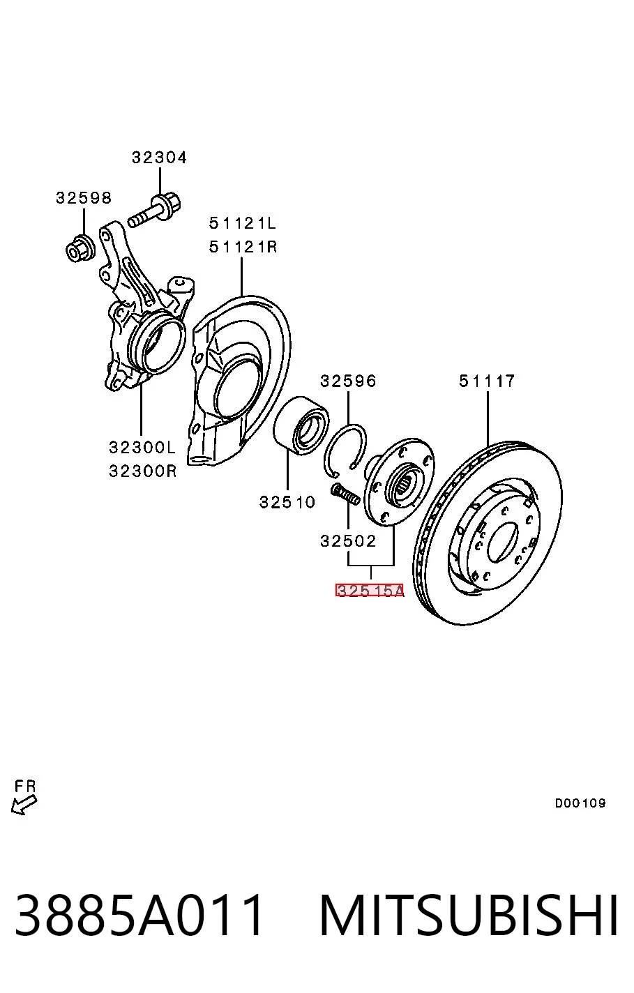 3885A011 Mitsubishi Piasta przednia