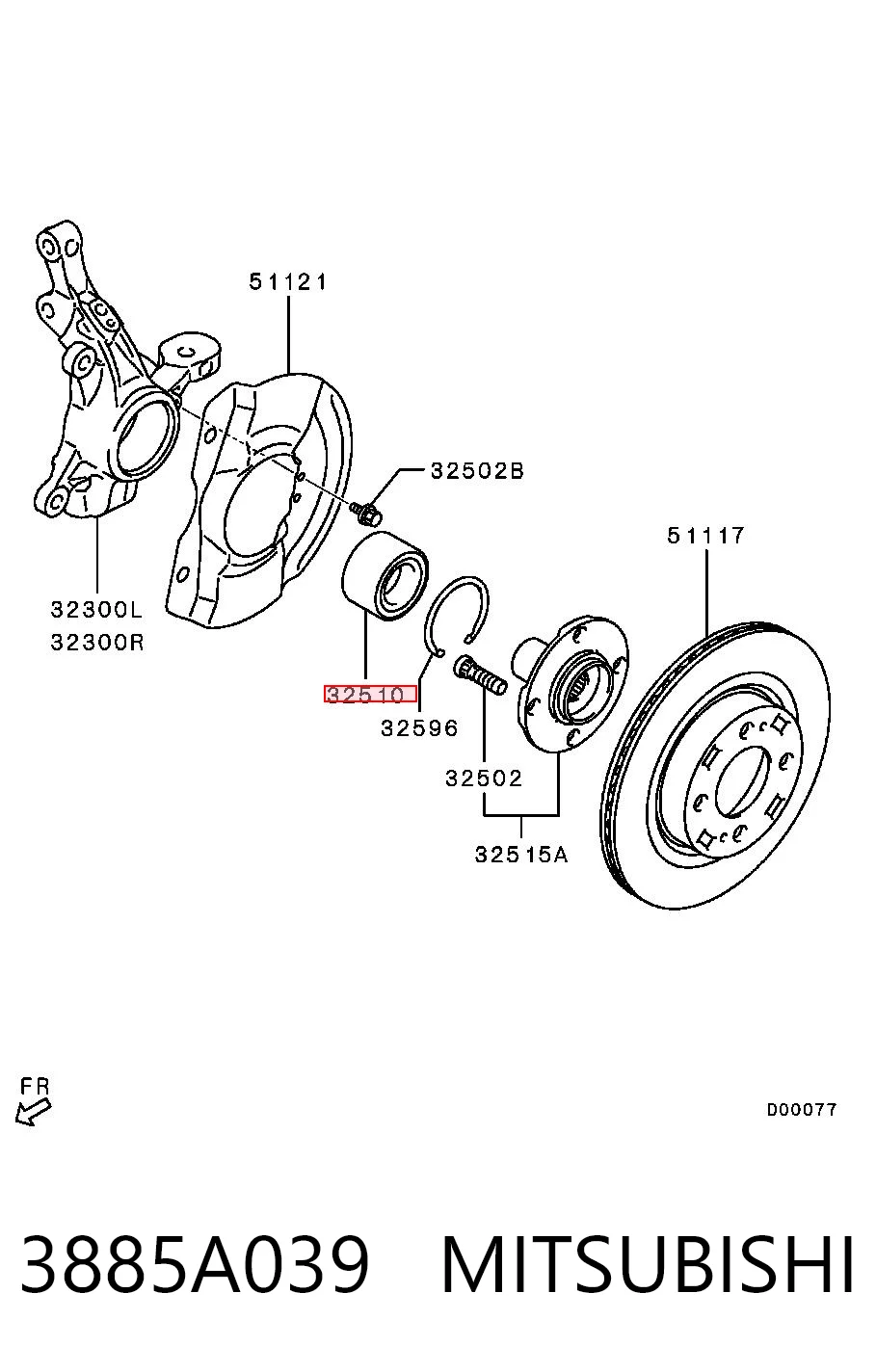 3885A039 Mitsubishi Łożysko piasty przedniej