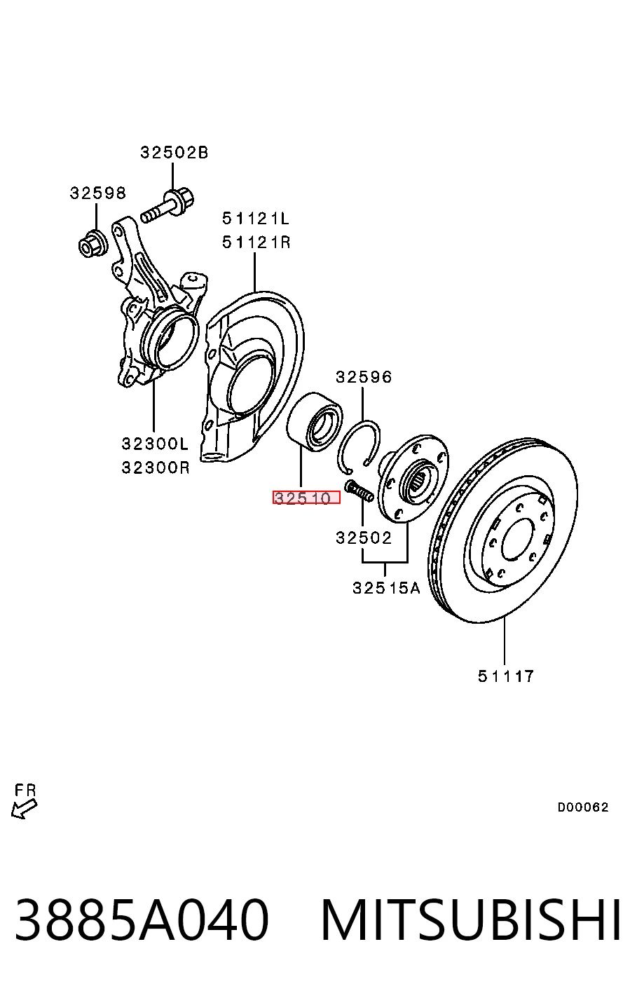 3885A040 Mitsubishi Łożysko piasty przedniej