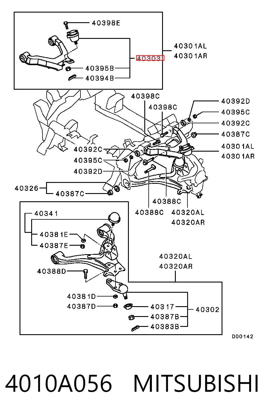 4010A056 Mitsubishi Sworzeń wahacza górny