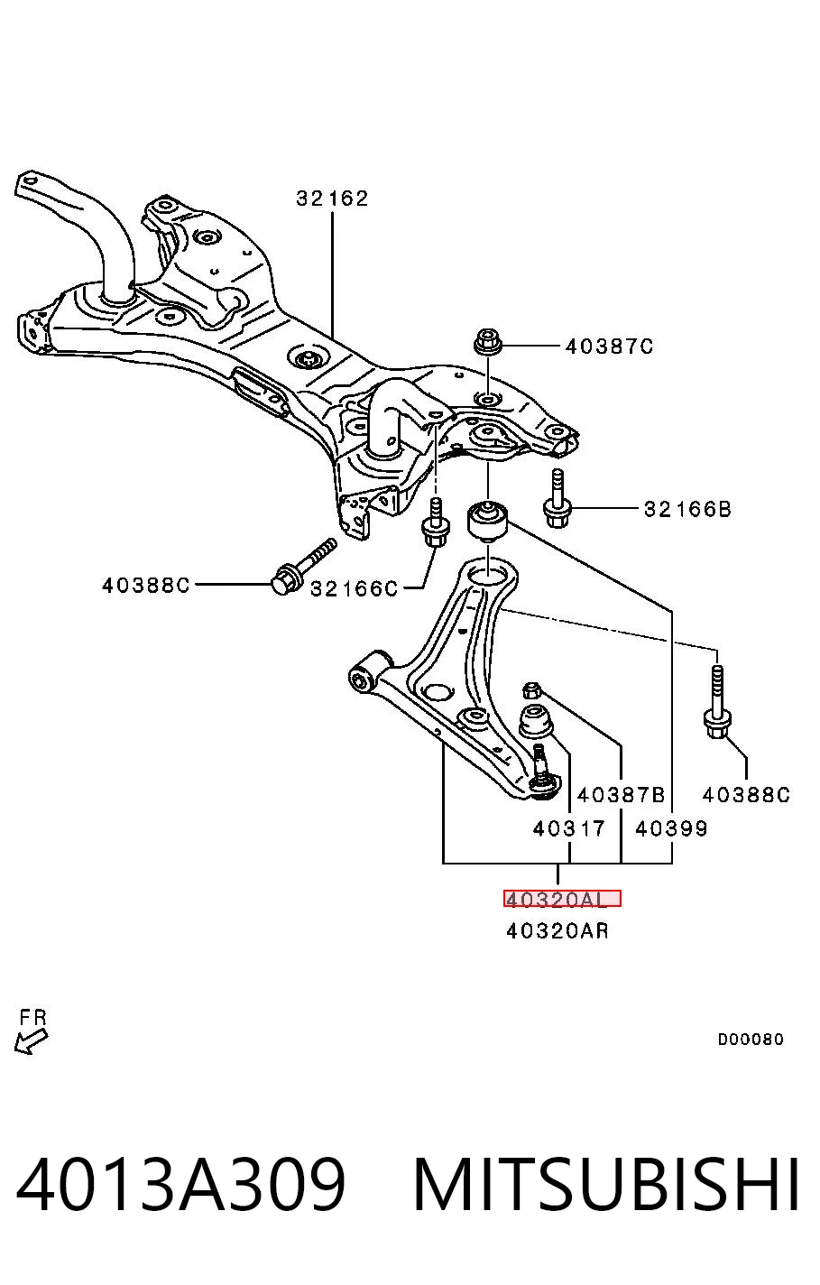 4013A309 Mitsubishi Wahacz zawieszenia przedniego dolny lewy