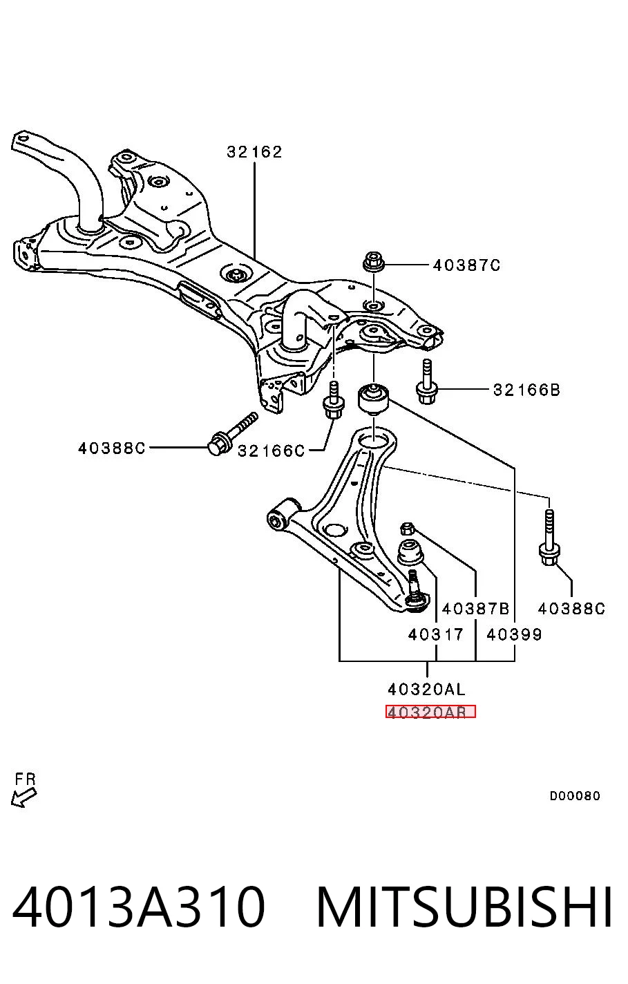 4013A310 Mitsubishi Wahacz zawieszenia przedniego dolny prawy