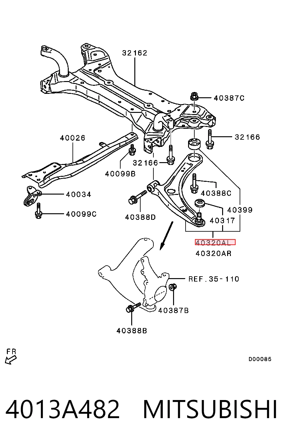 4013A482 Mitsubishi Wahacz zawieszenia przedniego dolny lewy
