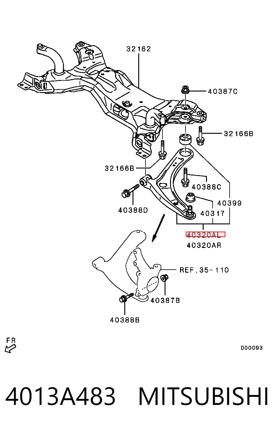 4013A483 Mitsubishi Wahacz zawieszenia przedniego dolny lewy