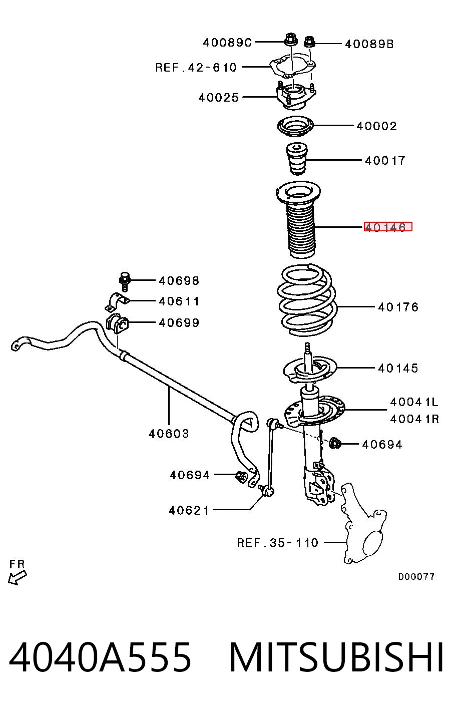 4040A555 Mitsubishi Osłona amortyzatora przedniego