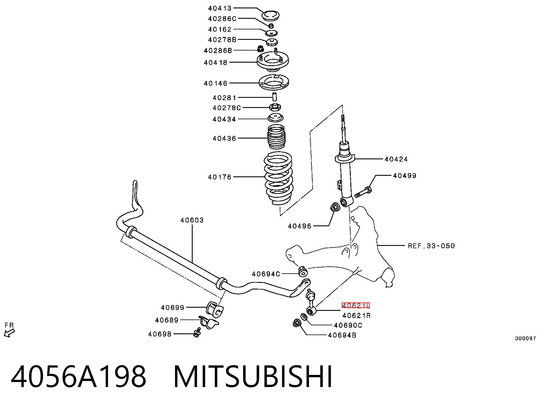 4056A198 Mitsubishi Łącznik stabilizatora przedniego lewy