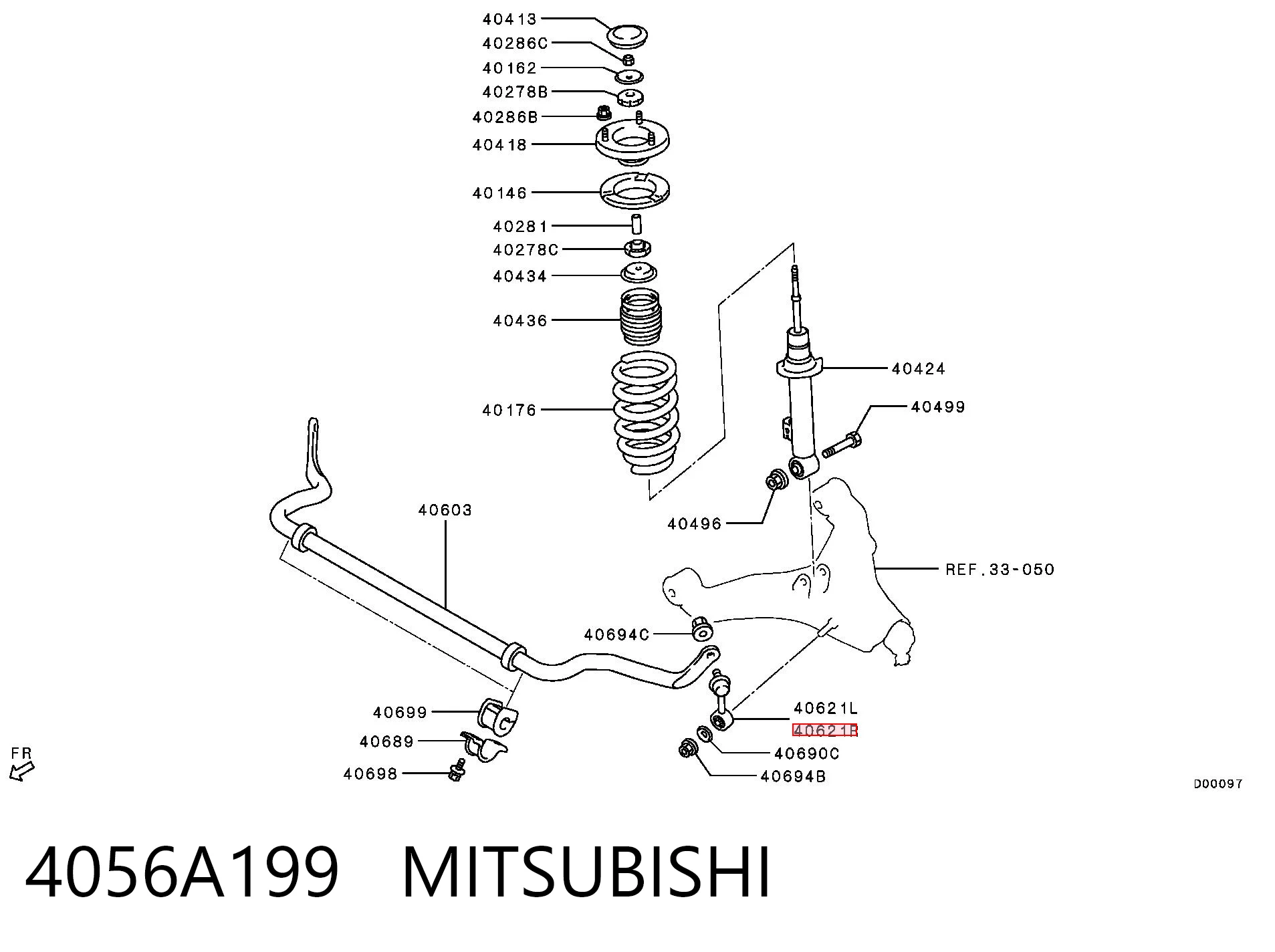 4056A199 Mitsubishi Łącznik stabilizatora przedniego prawy