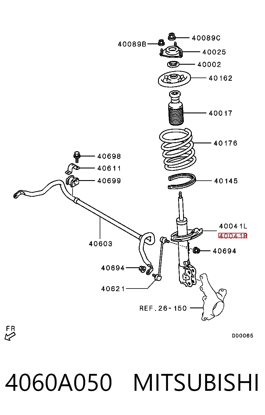 4060A050 Mitsubishi Amortyzator przedni prawy