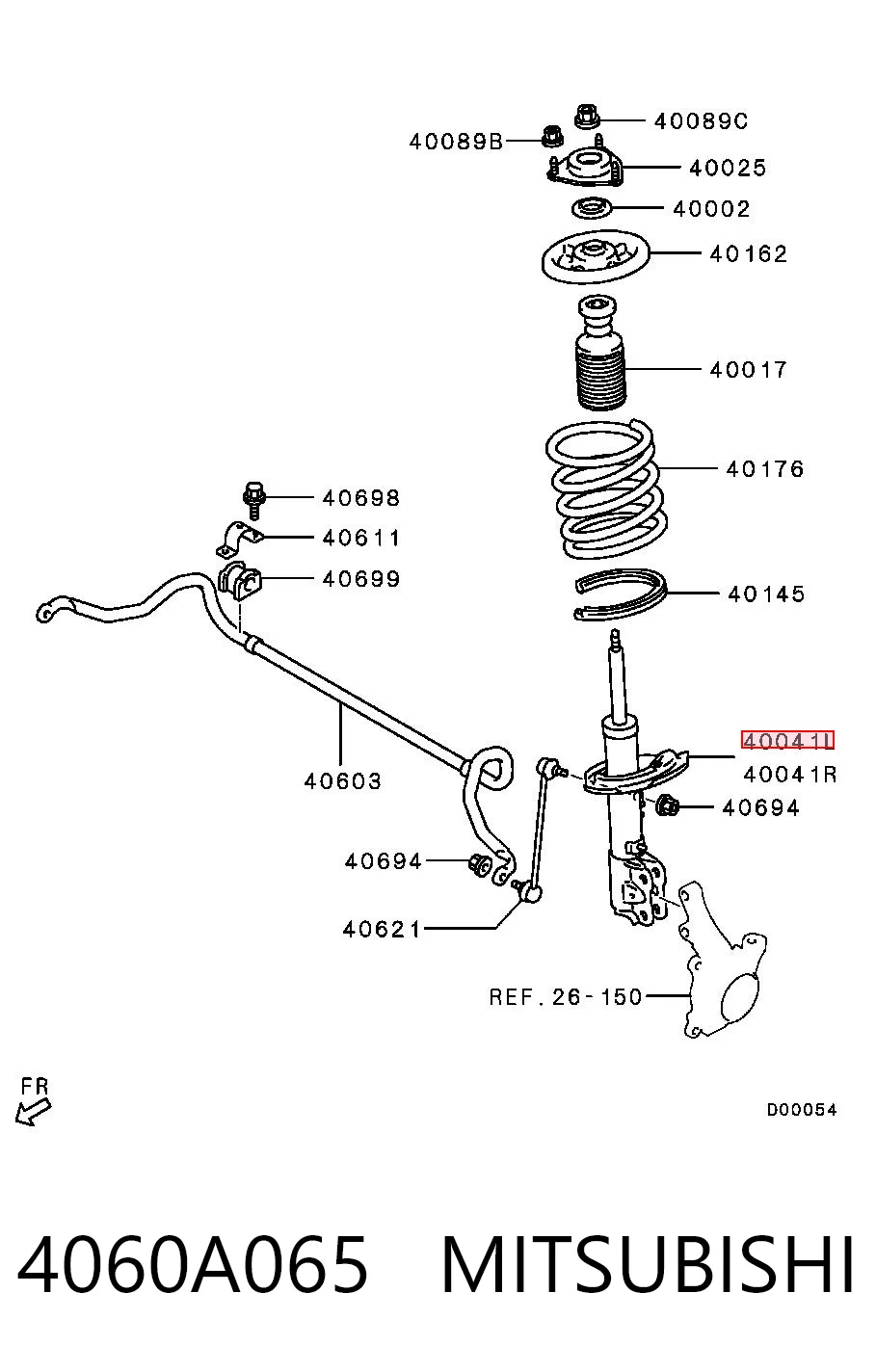 4060A065 Mitsubishi Amortyzator przedni lewy