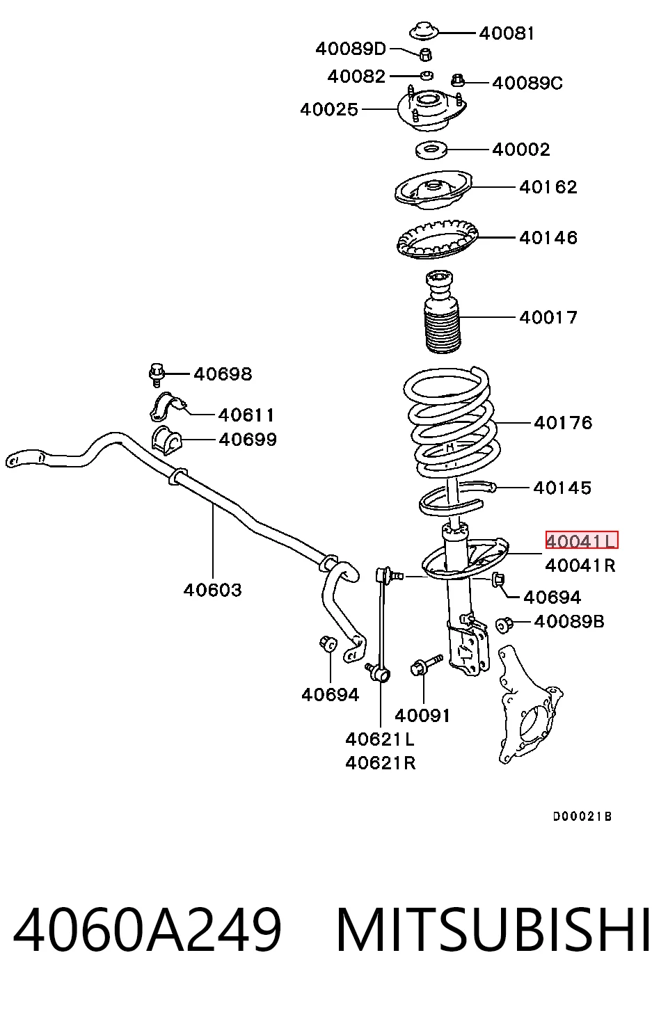 4060A249 Mitsubishi Amortyzator przedni lewy