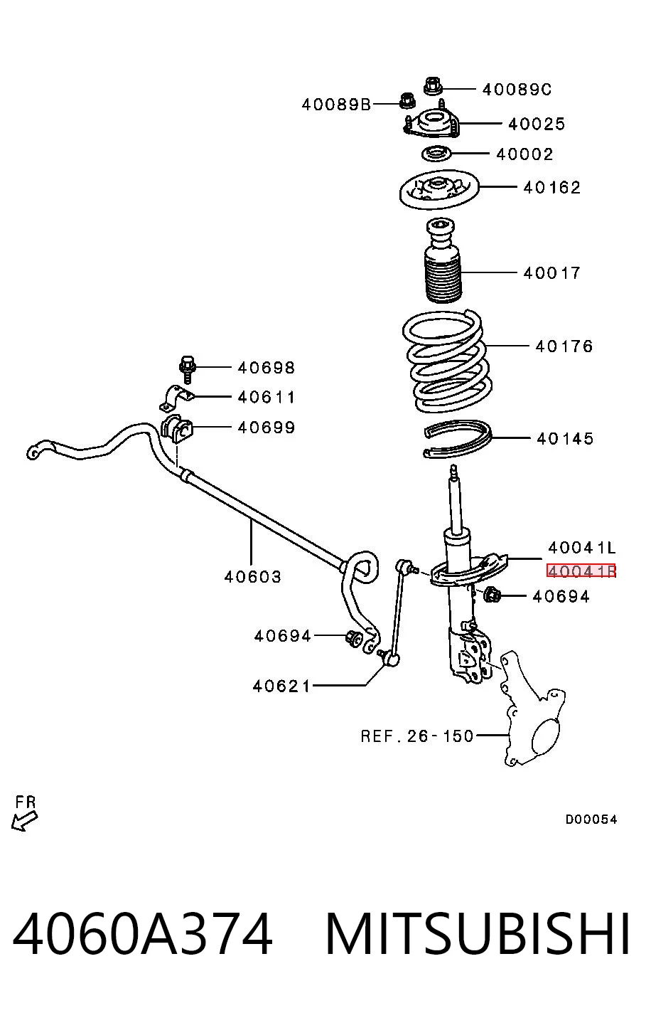 4060A374 Mitsubishi Amortyzator przedni prawy