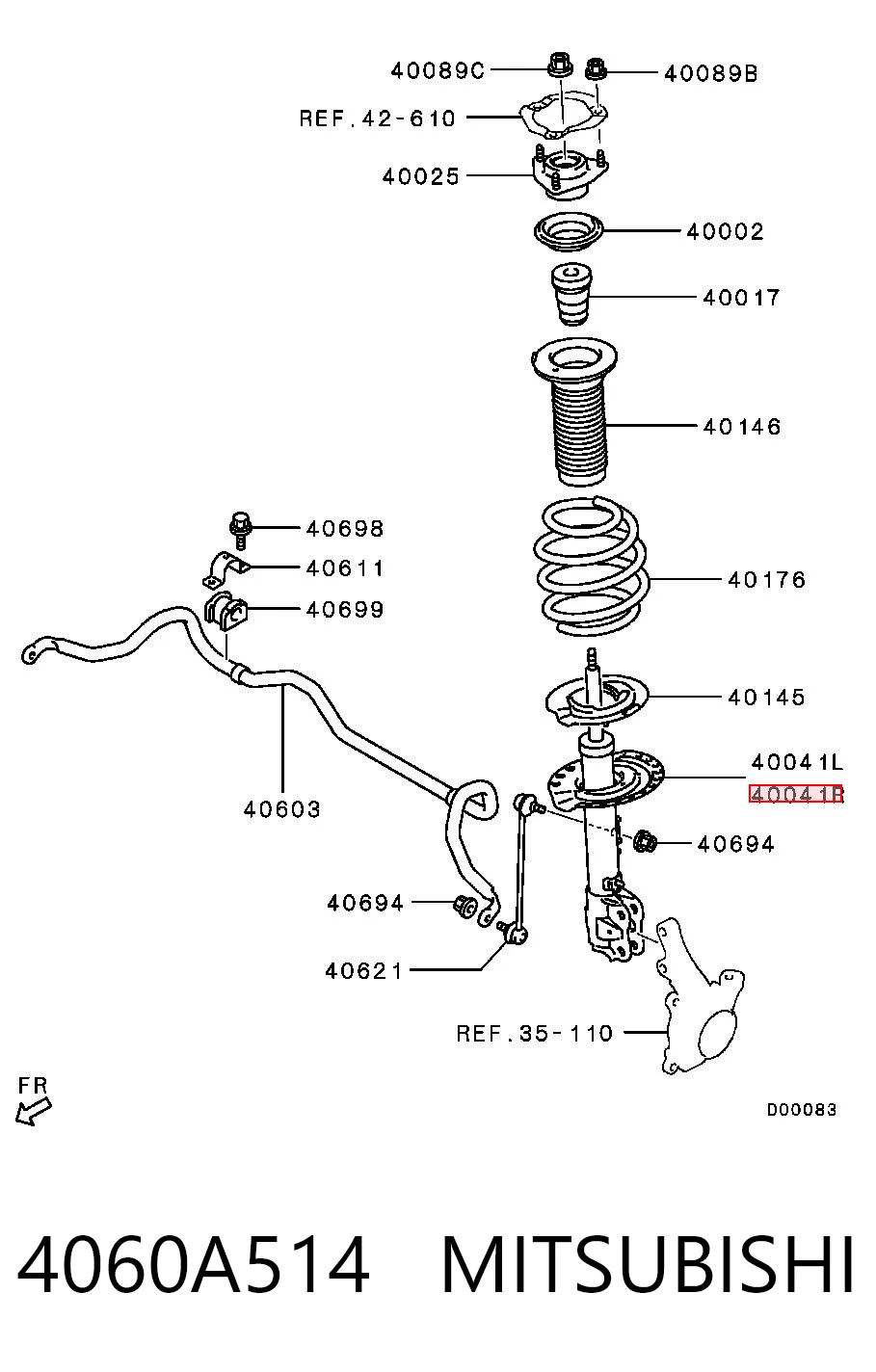 4060A514 Mitsubishi Amortyzator przedni prawy